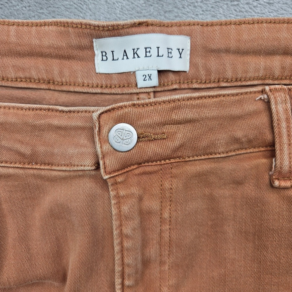 Blakeley Women 2X High Rise Flare Jeans Brown Distressed Ripped Raw Hem Boho 70s - Picture 5 of 12
